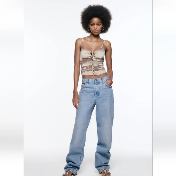 Zara | Tops | Laced Knit Corset Top Multicoloredref 959897 | Poshmark